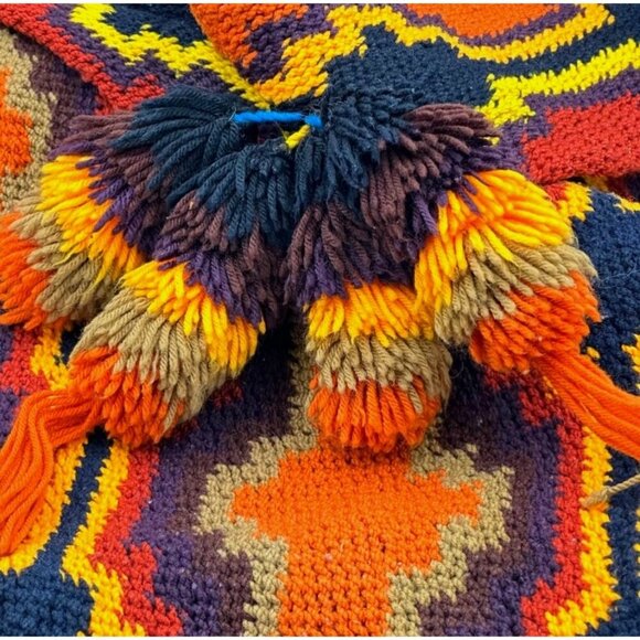 Vintage 70s 80s Handwoven Tapestry Shoulder Bag With Bohemian Geometric Pattern - Picture 14 of 14